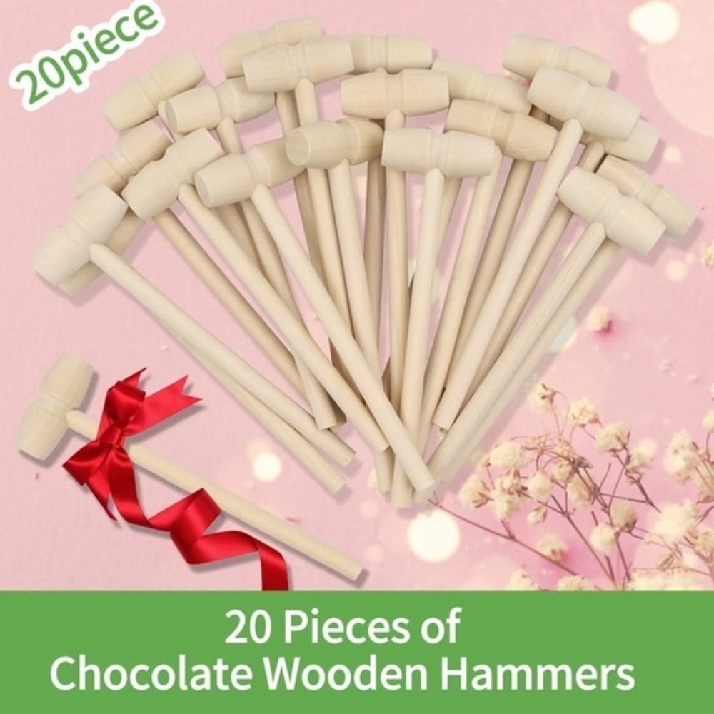 (20)- Abnaok Mini Wooden Hammer For Breakable Heart Chocolate‎